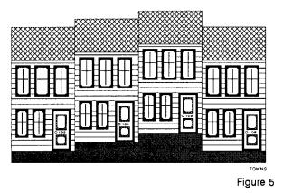 Multiple Family: A building containing three or more dwelling units, at least one of which must be located above or below the remaining units. (Figure 4) 4.