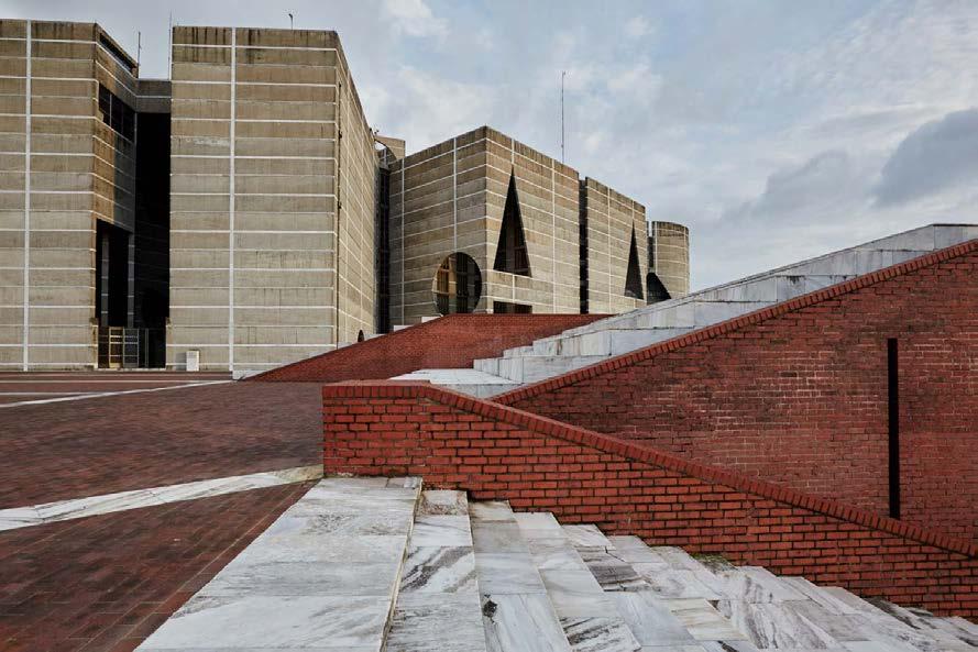 National Parliament House located at Sher-e-Bangla Nagar in Dhaka, Bangladesh was designed by architect Louis Kahn UN: India is the land of Laurie Baker and Charles Correa?