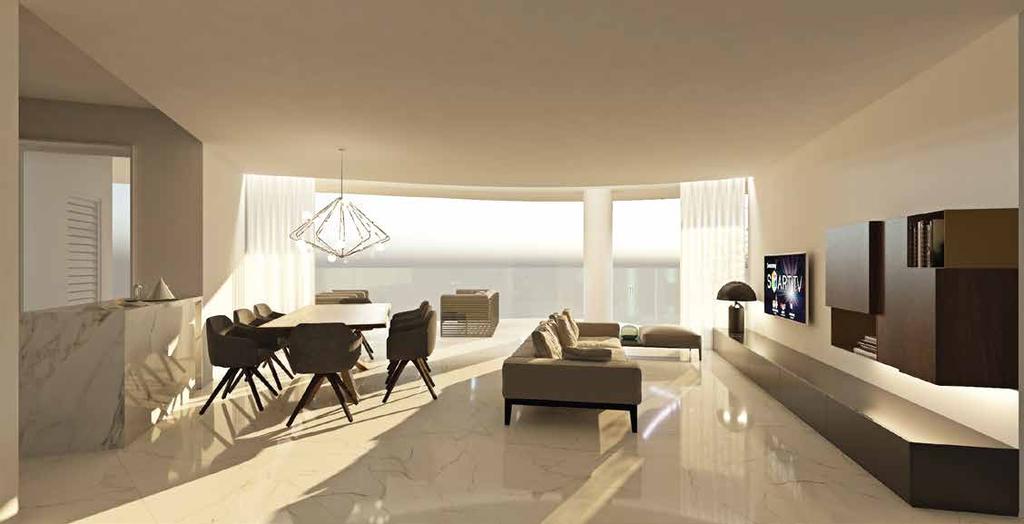 the apartments On each level from 1 to 11 we have designed three spacious and light-filled apartments, with bedrooms each.