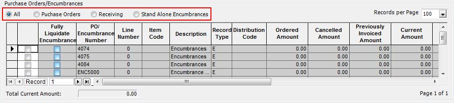 If you do not fully liquidate a Stand Alone Encumbrance, the segment columns on the entry are not available for modification.