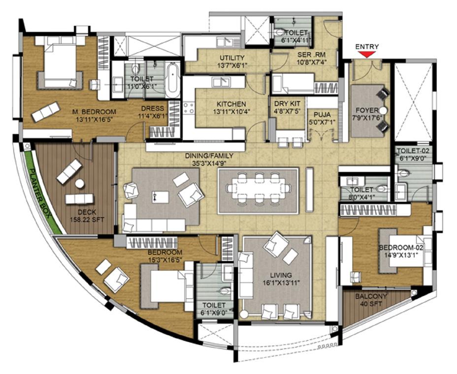 TYPICAL UNIT PLAN 3-Bedroom Unit N KEY PLAN A 3 1 B 2 SUPER BUILT-UP AREA CARPET AREA TYPICAL UNIT NUMBERS 3450 Sq.ft. / 320.52 Sq.m. 2348 Sq.ft. / 218.13 Sq.m. A-202, 802 The information depicted herein viz.