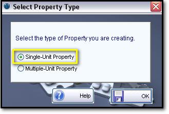 Click Create a New Property. B. Choose Single-Unit Rental Property and click OK. A blank Property Notebook will open. C. Click through each of the tabs to enter required fields (see next section) and other information.