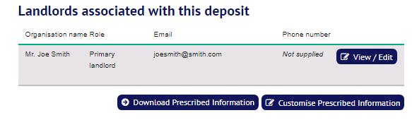 Information. Select this option to download the customised Prescribed Information for this particular tenancy deposit.