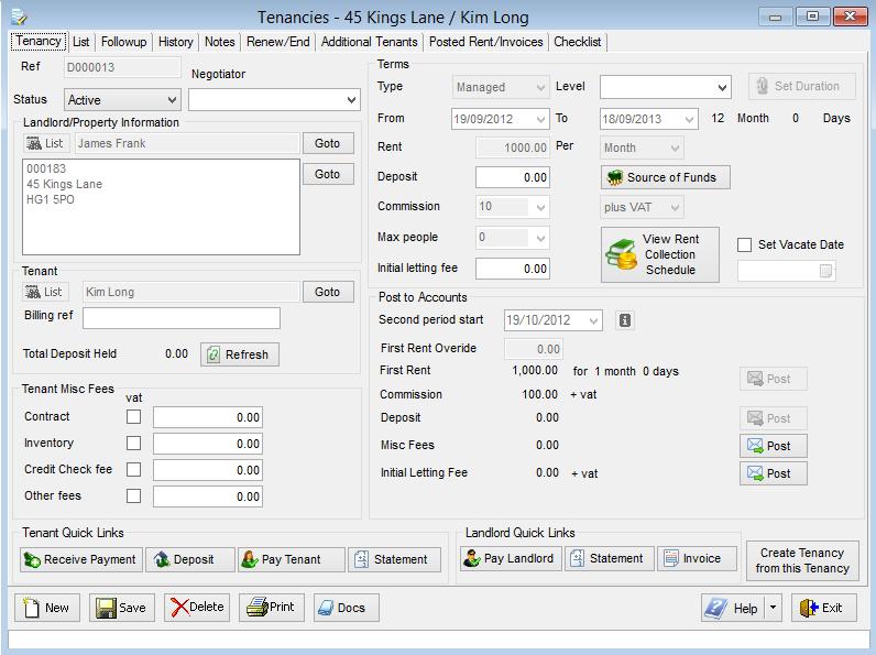 2. The Tenancy Window Described Printing a Tenancy Agreement Click on the Print button at the bottom of the Tenancies screen.