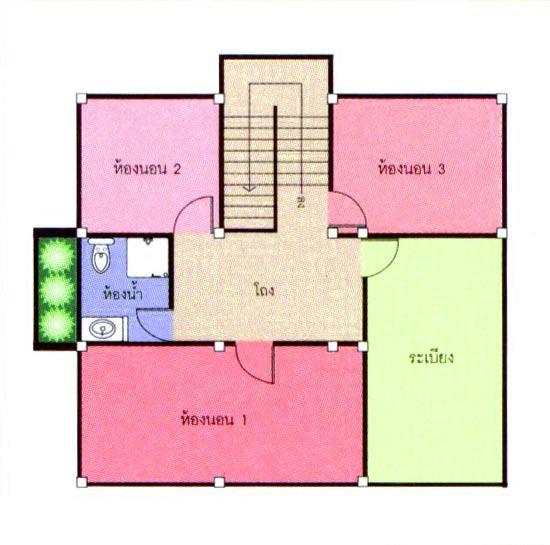 outside 3) Living Room 8) Toilet/Bathroom 4) Hallway 9) Stairs 5) Dining Area