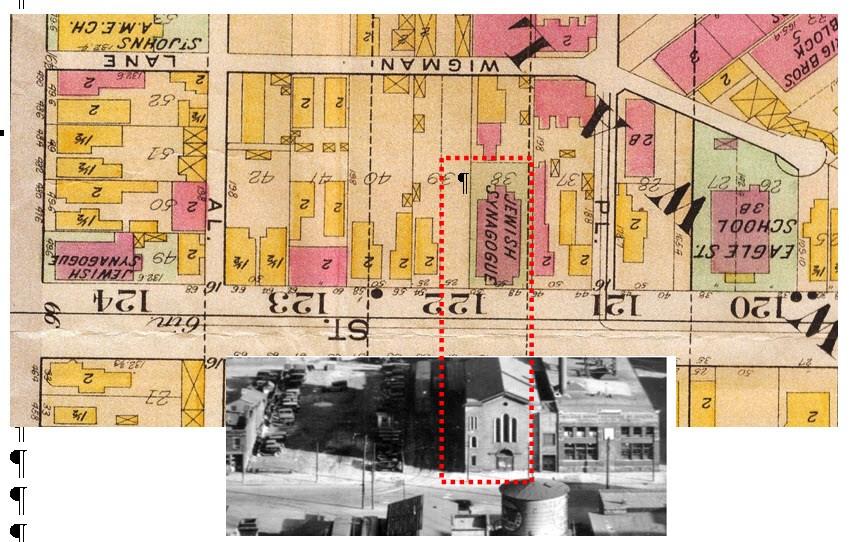 Drawing from the Cleveland State University, Michael Schwartz Library. 1886 to 1912 2506 Scovill Ave. Commonly known as The Scovill Ave Temple Land acquired in 1886 from the Kinsman Ave. Church.