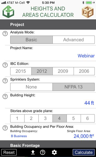 WOODWORKS/AWC H&A CALCULATOR APP Basic Analysis Mode: Single Occupancy Up to 6 stories For multi-story buildings, assumes all floors same area, sim.