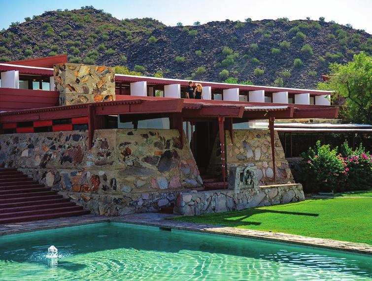 1 TALIESIN WEST TALIESIN WEST SCOTTSDALE, AZ Wright s beloved winter home was established in 1937 and diligently handcrafted over many years into a world
