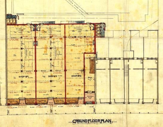 1908 plans for the ground floor plan, including the footprint