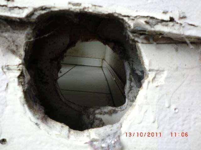 This unsecured hole also allows animals into the home.