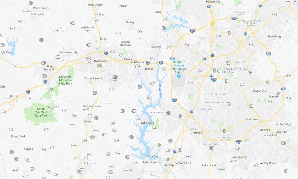 LOCATION OVERVIEW Taco Bell 30 miles CHARLOTTE The subject is positioned on the north side of York Road approximately two tenths of a mile from the Hwy 161 (York Road) and I-85 Interchange (44,000