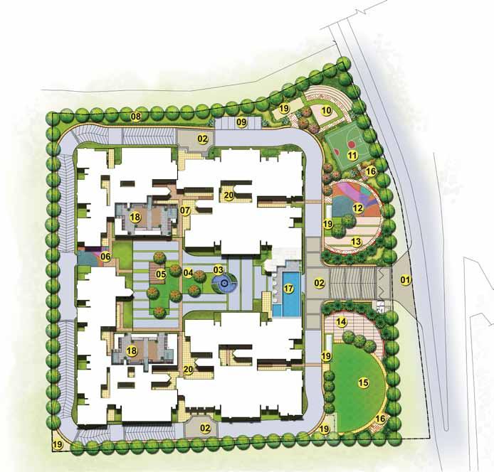 Specifications Master Plan COMMON AREA: FLOORING: Waiting lounge/reception: Granite/vitrified / marble Staircase: Vitrified tiles Lift lobby & Corridors: Vitrified tiles APARTMENT UNITS - FLOORING: