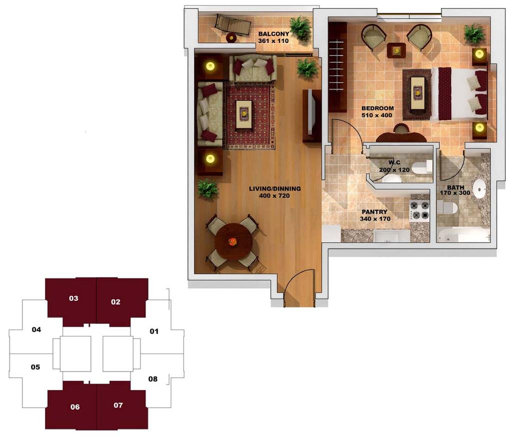 Property types & Floor plans Floors, From 25 th to 27 th 1 Bedroom 25 th Floors