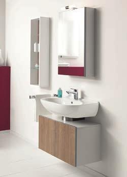 bathrooms Hansgrohe single lever basin mixer Villeroy & Boch Reflection mirror cabinet Mobalpa Kiffa wall hung vanity unit with walnut structure Mezzo electric thermostatic