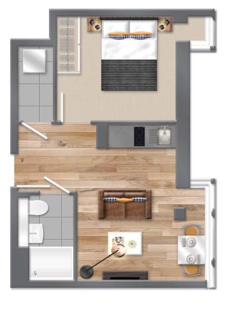 504 (with mirrored layouts) Total area: 34.2 sq.m. 368 sq.ft Total area: 31.2 sq.m. 336 sq.ft Living area 3.7 x 3.