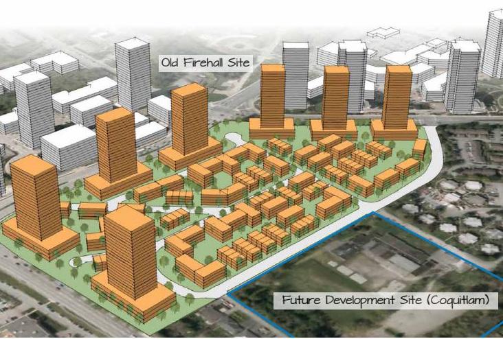 This site is designated for a combination of lowrise and high-rise mixed use residential in the City of Port Moody s freshly minted