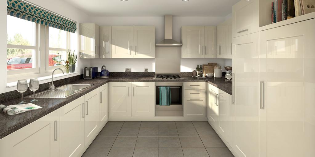 Eco-friendly design and construction This image is indicative of a kitchen layout for The Brookfield house type In line with strict building regulations, the new homes at Aspire are built to the very