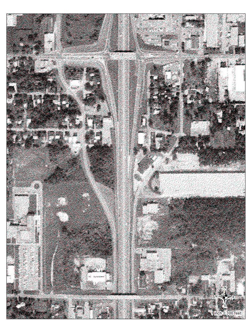 1975 Aerial showing I-75 and newly