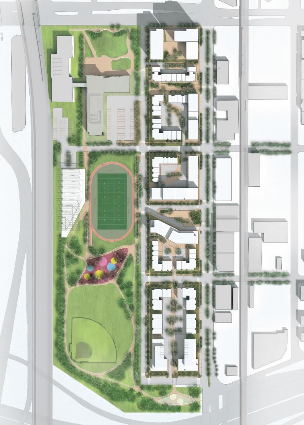 Master Plan A Tight, Dense TOD Site CTA Station 867 residential units 70,000 sf of retail 5,000 sf of community flex space All on Three Blocks Along State St.