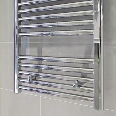 tiling by Porcelanosa Fitted mirror hrome heated towel rail