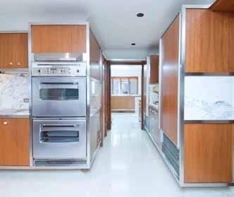 Walls of cabinets and shelves, a walk-in silver closet and a large walk-in storage pantry, in-counter butcher block chopping