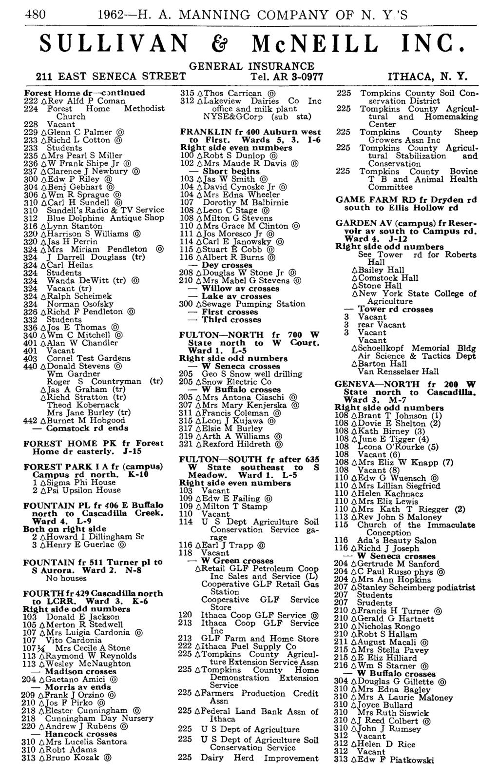 480 1962-H. A. MANNING COMPANY OF N. Y'