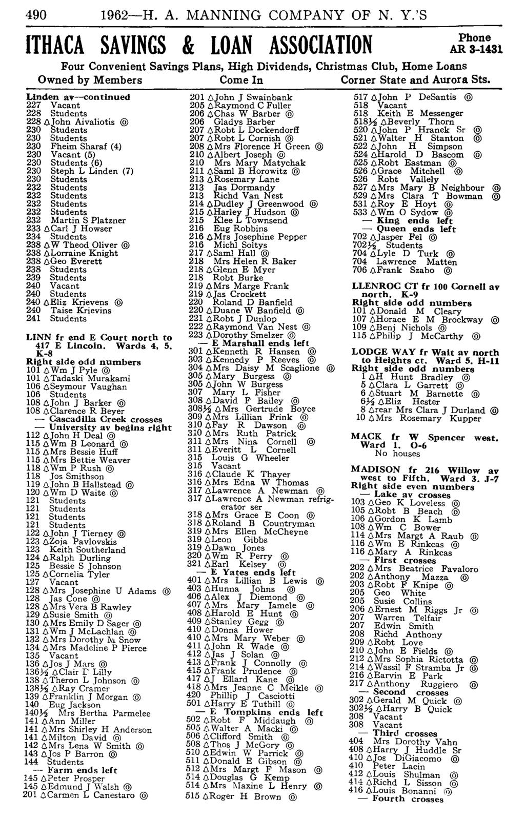 490 1962-H. A. MANNING COMPANY OF N. Y.