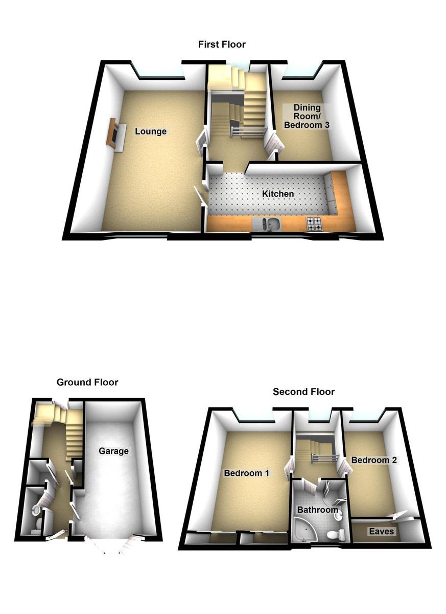 Property layout ROOM DIMENSIONS Lounge 12'5" (3.81 m) X 19'8" (6.01 m) Dining room/bedroom Three 8'8" (2.66 m) X 12'8" (3.86 m) Kitchen 16'3" (4.96 m) X 6'10" (2.10 m) Bedroom One 12'4" (3.