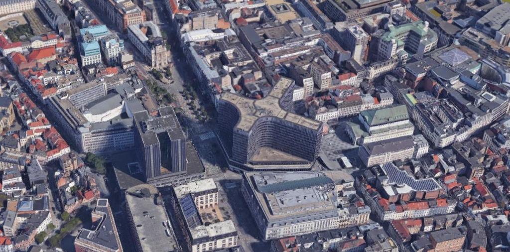 1. Location The Munt building is located in the historical city center of Brussel, Boulevard Anspach 6, on the parcel delimited by Boulevard Anspach, Place de la Monnaie, Rue du Fossé aux Loups and