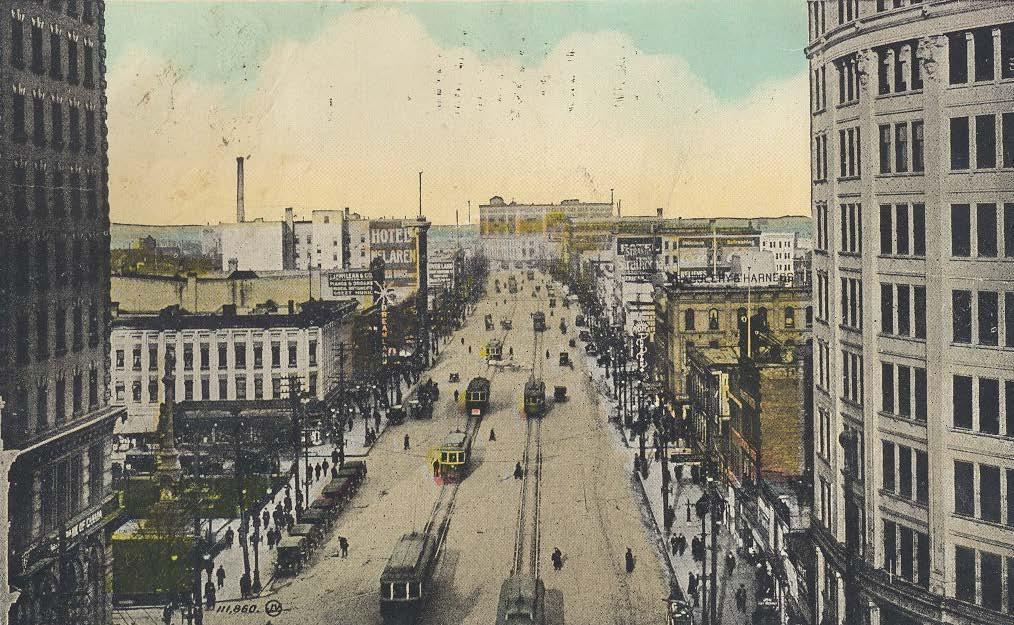 Plate 19 This colourized 1925 post card shows Main Street looking north from William Avenue.