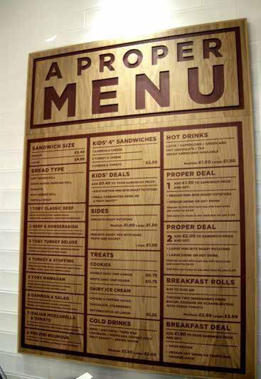 DESIGN MENUS DISPLAYED ON THE EXTERIOR INTO THE STORE FRONT