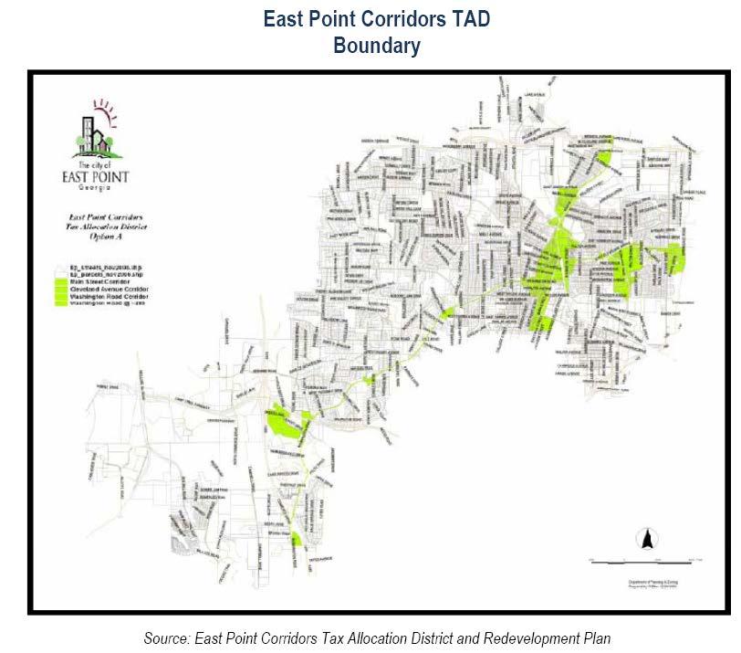 EAST POINT TAD #2 BOUNDARY The boundaries of the Redevelopment Area and Tax Allocation District #2 are shown on Map E-1 on the following page.