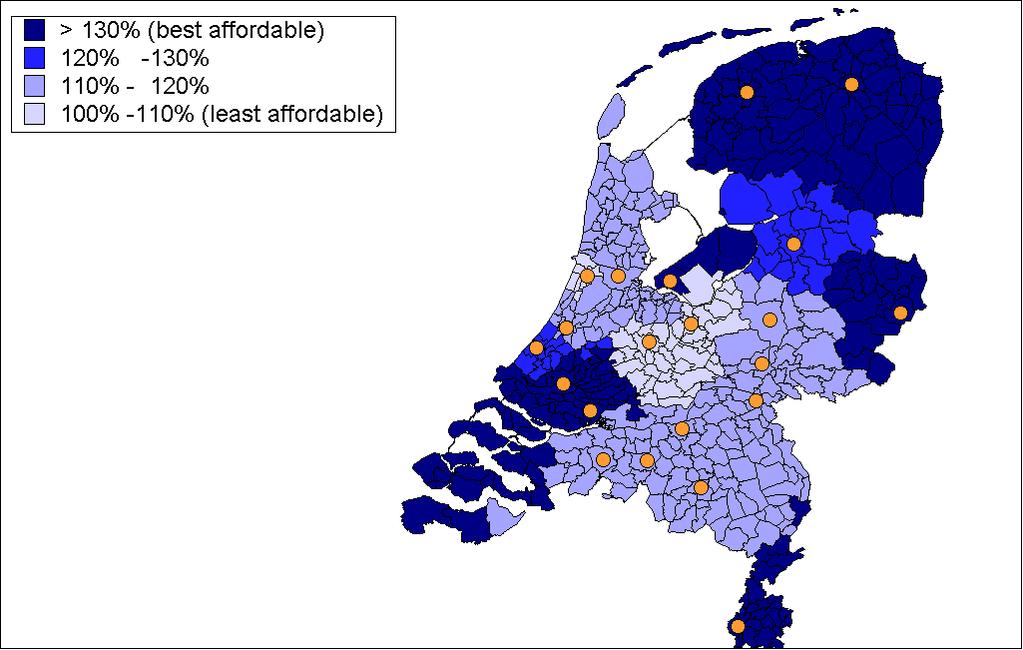 and south-east Brabant. People are still prepared to pay for quality and a desirable location. Most large and medium-sized municipalities experienced rising prices in the third quarter.