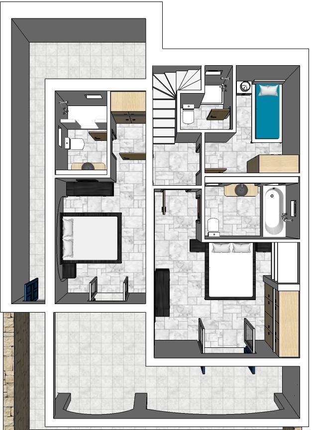 DELOS VIEW SUMMER HOUSE 2 PLANS UPPER LEVEL LAYOUT 2 1 5 6 1. Entrance 2. Guest WC 3. Living area 4. Fireplace 5.