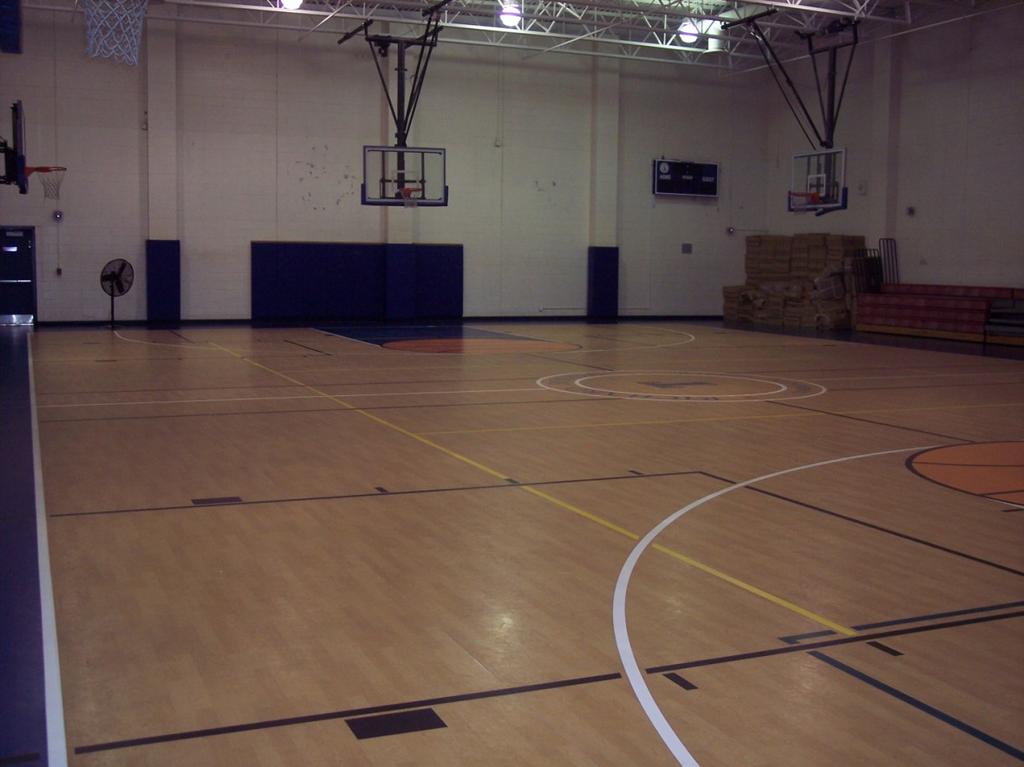 The Richard Norman Gymnasium (Gym 1 or affectionately known as the blue gym) has a regulation basketball court with bleachers and a Taraflex floor.