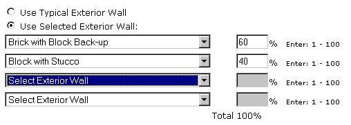 Guided Entry Screen Reference Commercial Estimator has two different methods for selecting exterior walls: Use Typical Wall Type: Select this option to use the typical walls based on the