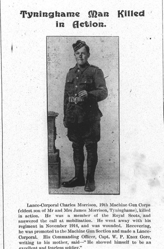 Morrison, Charles Lance Corporal Machine Gun Corps (Infantry) 19 th bde. Formerly 964 Royal Scots. 3687