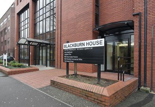 Blackburn House is an attractive five storey modern purpose built office building featuring part red brick and part glazed elevations.