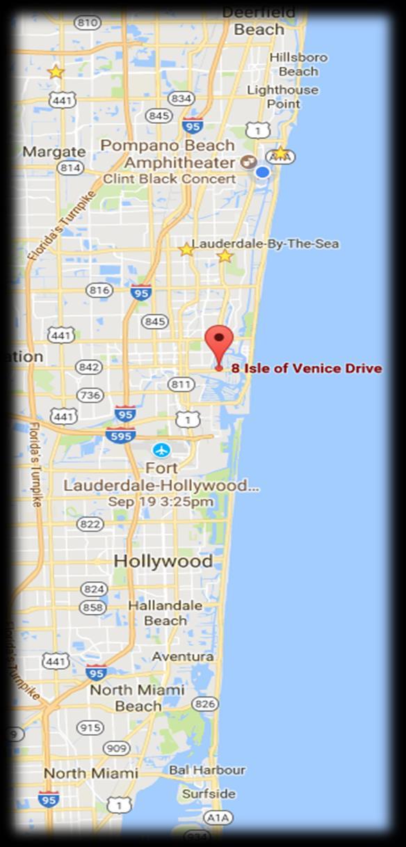 AREA MAP Located within 20 minutes to Hollywood International Airport and just 40 minutes to Miami and South Beach.