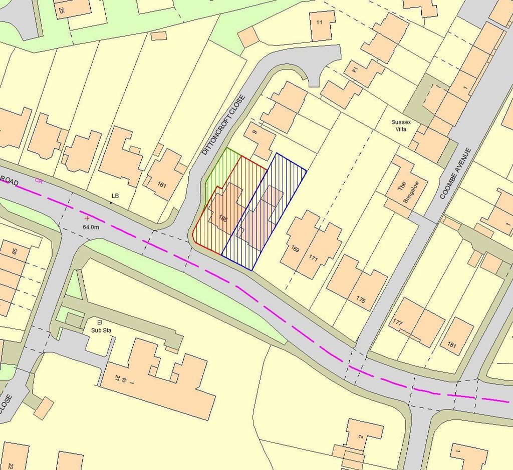 KEY Blue Area = The freehold interest in 167 Coombe Road is held under