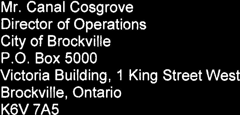 Cosgrove: This letter is further to my conversation with you, regarding the possible implementation of Downtown signing along Highway 401, for the City of Brockville.