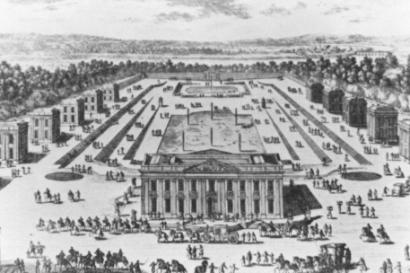 This plan was reminiscent of the Marly-le-Roi, Loius XIV s royal residence, where 13 pavilions were arranged around a sprawling garden, with the royal pavilion at the head (Figure 4).