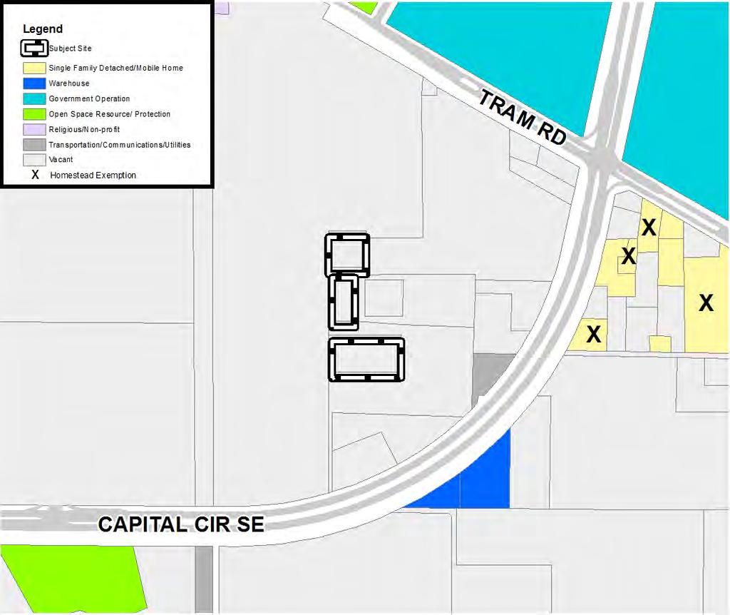 LMA 201802: Capital Circle and Tram Road Page 10 of 14 Existing Land Uses The existing land uses immediately surrounding the subject site are vacant.