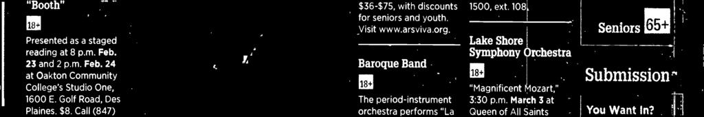 Baroque Band The period-instrument orchestra performs "La Dolce Vita," a celebration of the music of Arcangelo Corelli, at 7:30 p.m. March 9 in Nichols Hall at the Music nstitute of Chicago, 1490 Chicago Ave.