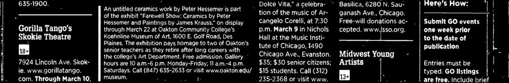 hony Orchestra "Slavic Favorites," 2:30 p.m. March 3 at Pick- Staiger Concert Hall, 50 Arts Circle Drive, Evanston.