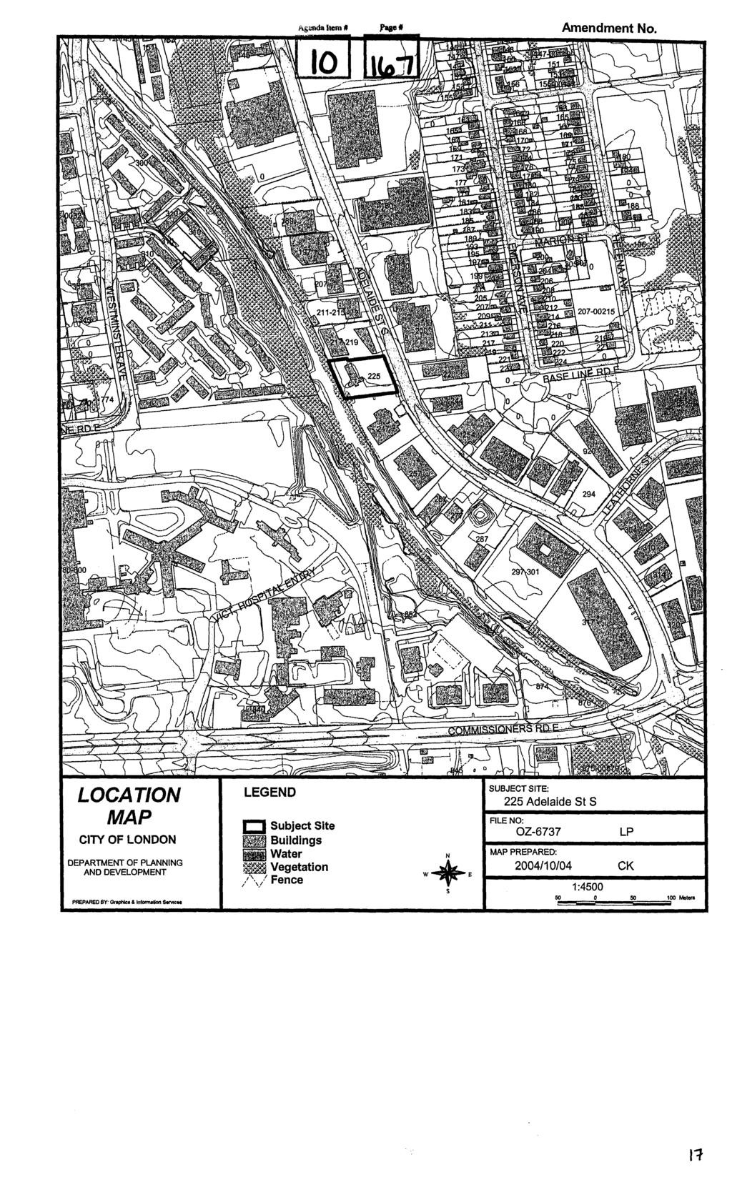 LOCATION MAP CITY OF LONDON DEPARTMENT OF PLANNING AND DEVELOPMENT LEGEND 0 Subject Site Buildings Water %@I Vegetation,:$:,!