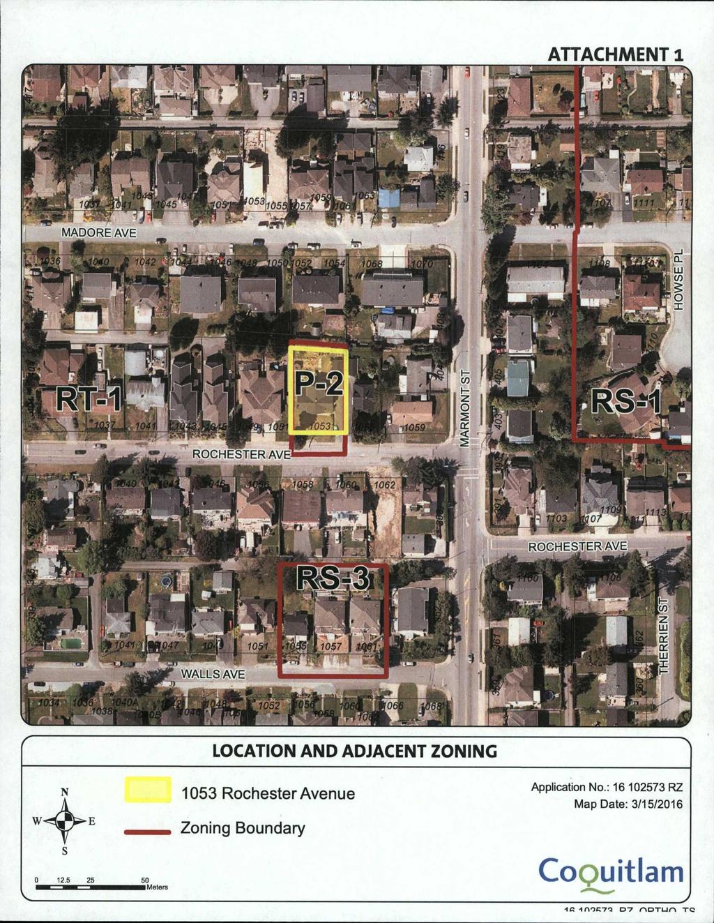 ATTACHMENT 1 LOCATION AND ADJACENT ZONING N E 1053 Rochester Avenue Zoning Boundary Application