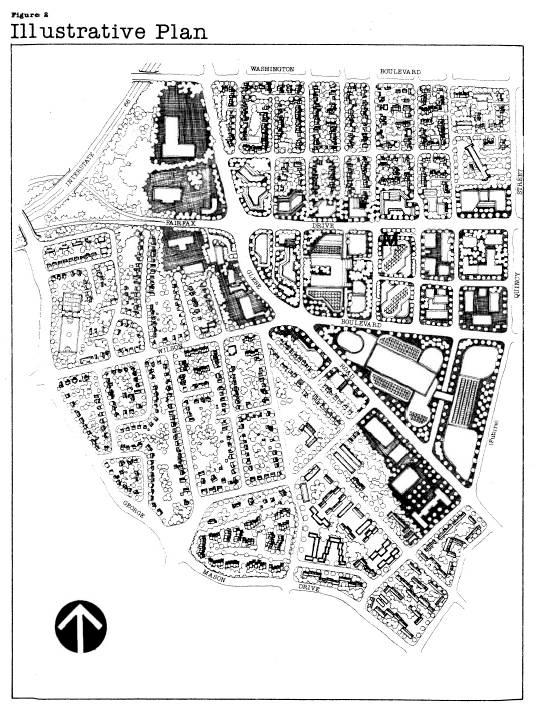 Page 27 Ballston Sector Plan: The 1980 Ballston Sector Plan depicted this area as service commercial, recognizing the existing development along the west side of North Glebe Road.