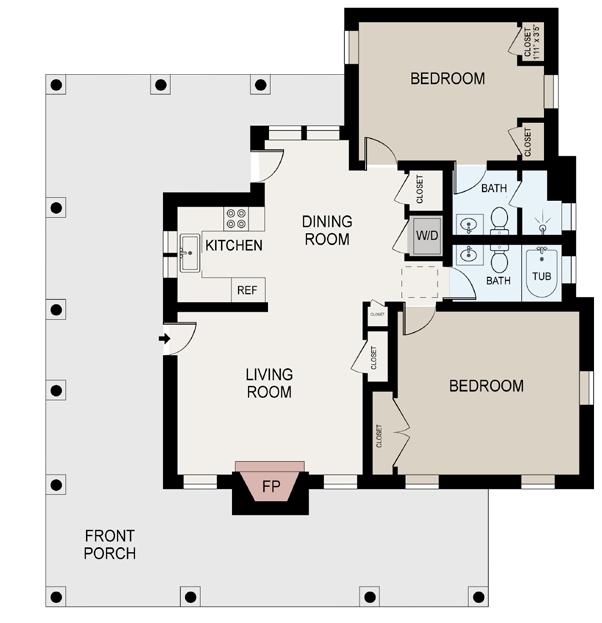 Dining Room 2 Bedrooms LIVING BEDROOM BATH DECK/TERRACE FIREPLACE 2 Full Bathrooms Covered