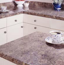 surfacing and special texture laminate worktops, as well as a selection of eye-catching edging options.